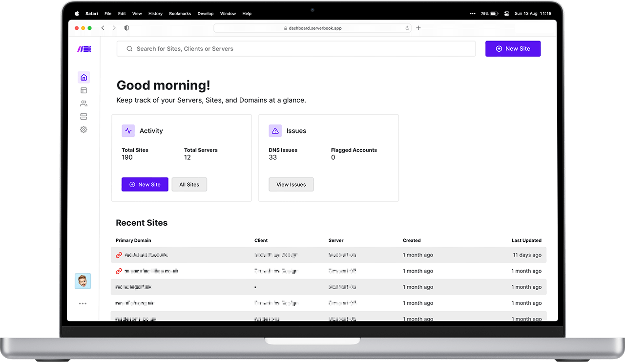 MacBook Pro with ServerBook on screen